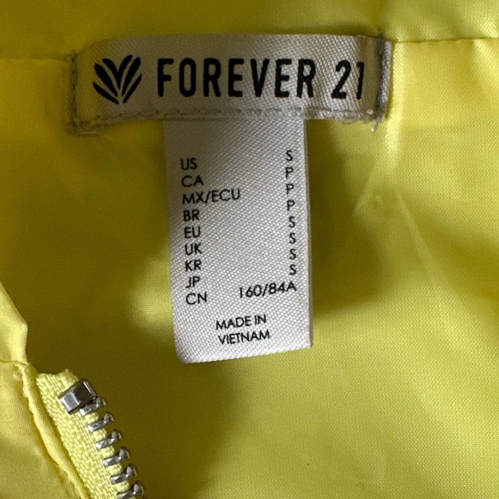 Forever 21 Spring Summer Beach Yellow & White Blue Zip-Up Jacket windbreaker - Picture 4 of 6